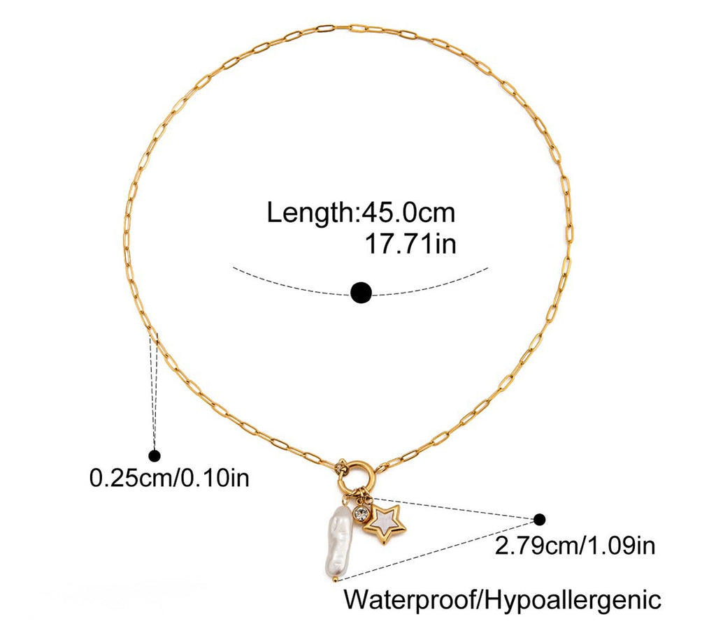 Stellar Pearl Charm Necklace