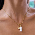 Stellar Pearl Charm Necklace