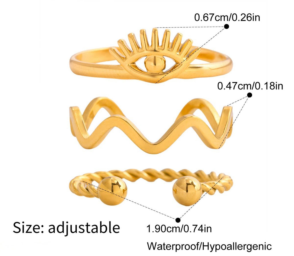 Mystic eye ring stack