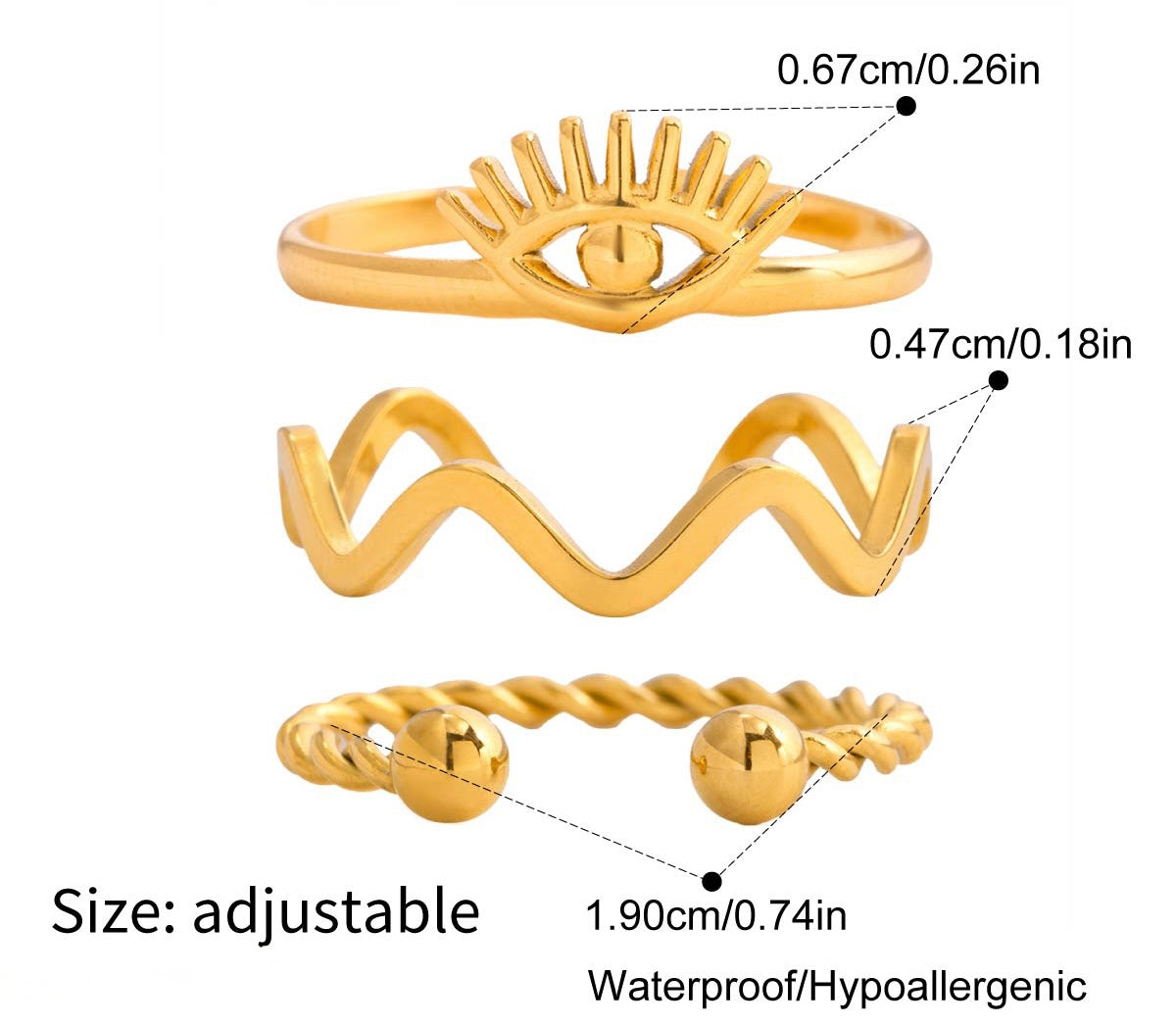 Bague œil mystique empilée