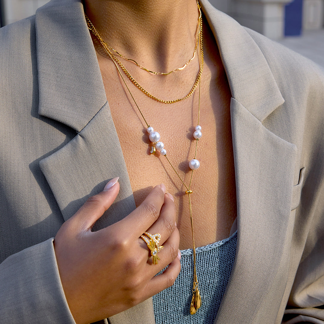 Pearls lariat necklace